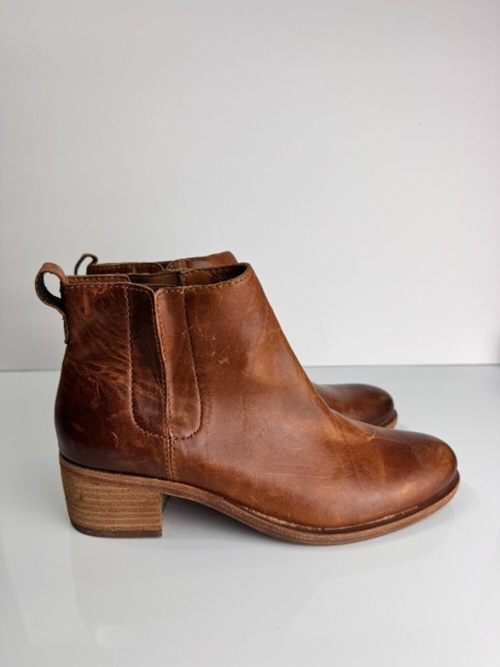 Kork-Ease Womens Mindo Ankle Boots Size 9 Brown Distressed Leather Block Heel